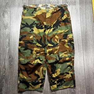 Vintage 1990s Military Camo Camouflage Pants Woodland Cargo BDU 38 x 24